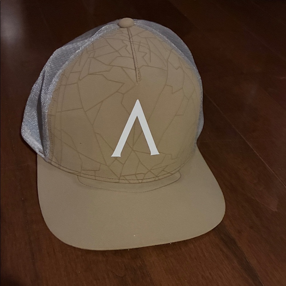 Arc'teryx Fractus Tan & Silver Mesh Trucker Hat with White Logo
